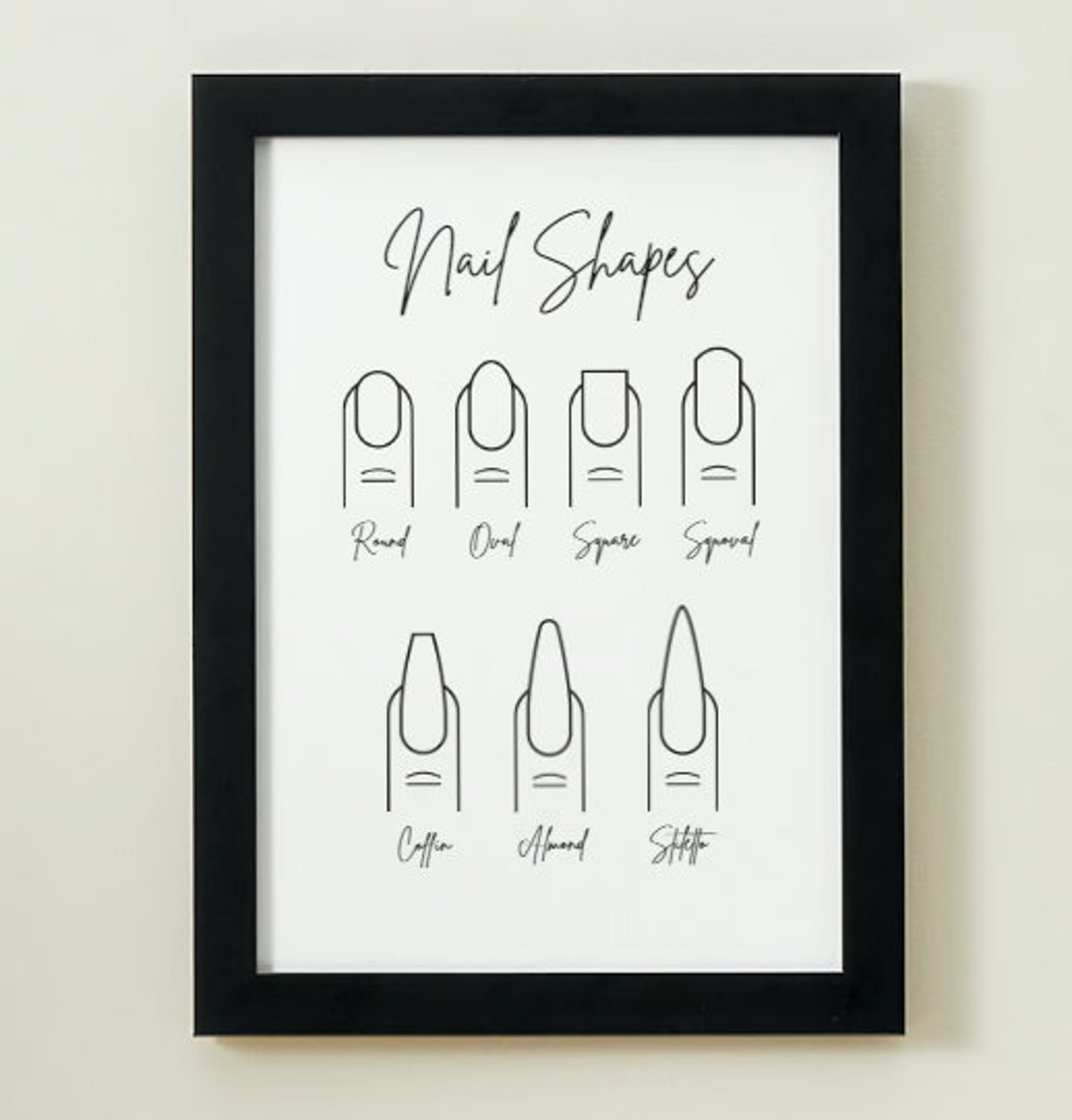 Nail Tech Paper DIGITAL DOWNLOAD Nail Tech Print / Nail Salon Print / Nail Shapes Print ...