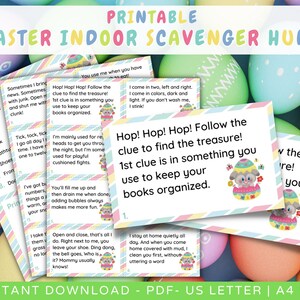 Indoor Easter Scavenger Hunt For Kids | Printable easter games, Indoor treasure hunt