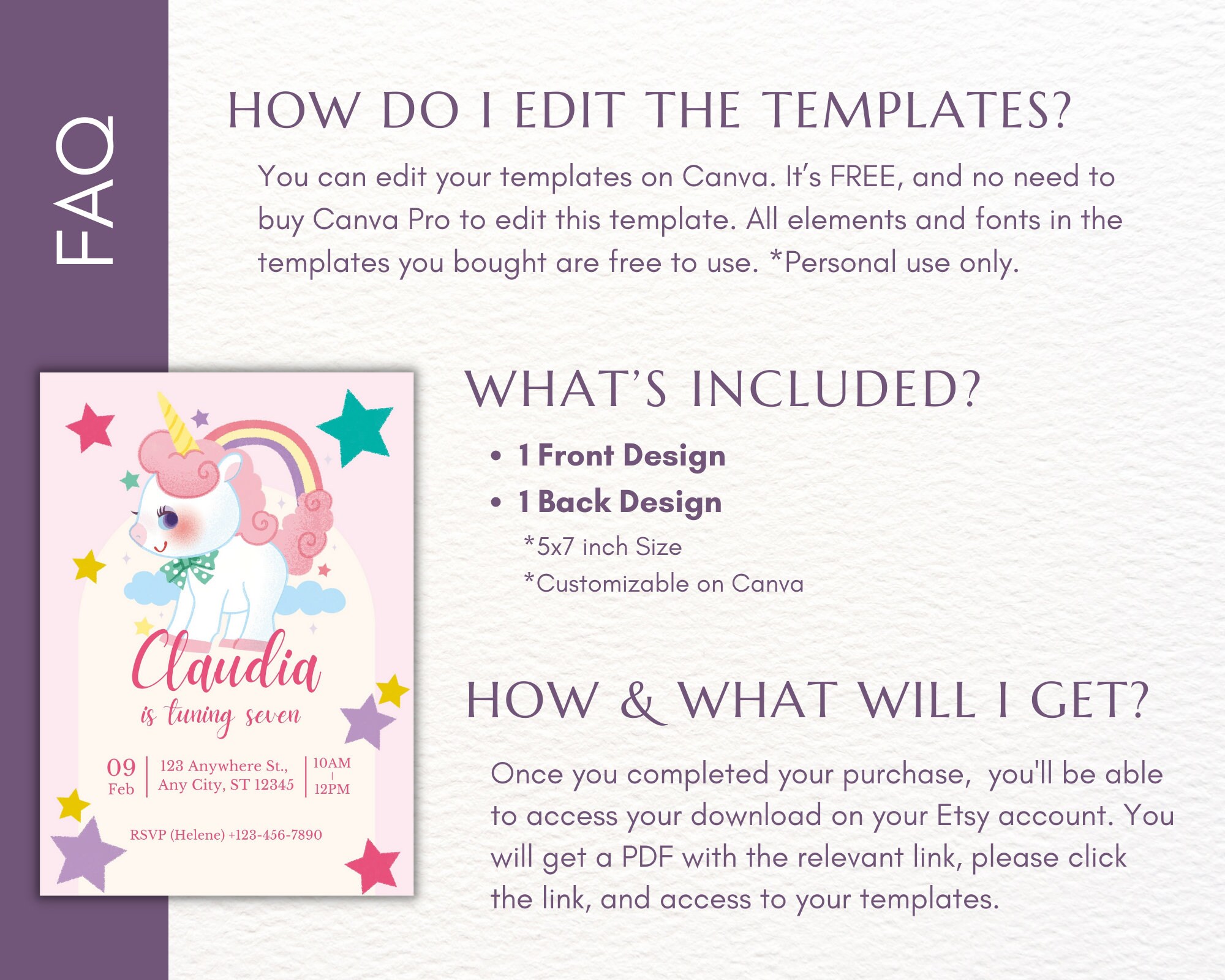 Printable & Digital Unicorn Birthday Party Invitation Card for Unicorn ...