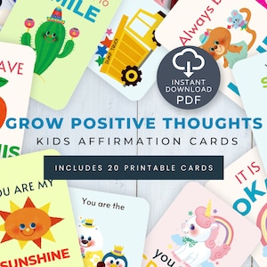 Tarjetas de afirmación imprimibles para que los niños desarrollen pensamientos positivos Tarjetas de afirmación para niños