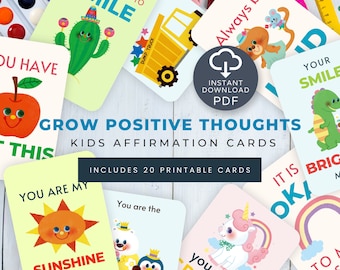 Printable Affirmation Cards For Kids To Grow Positive Thoughts Kids Affirmation Cards