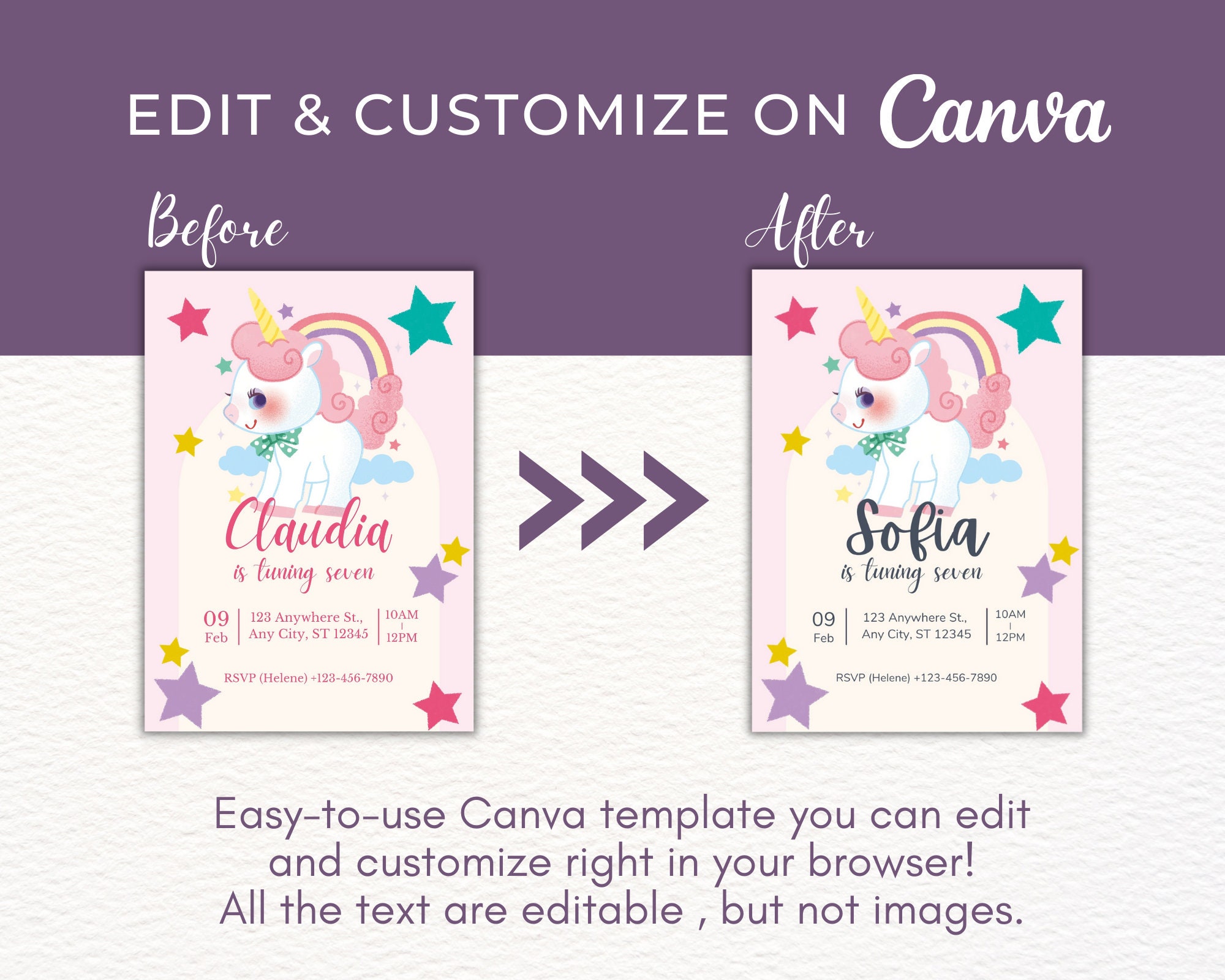 Printable & Digital Unicorn Birthday Party Invitation Card for Unicorn ...