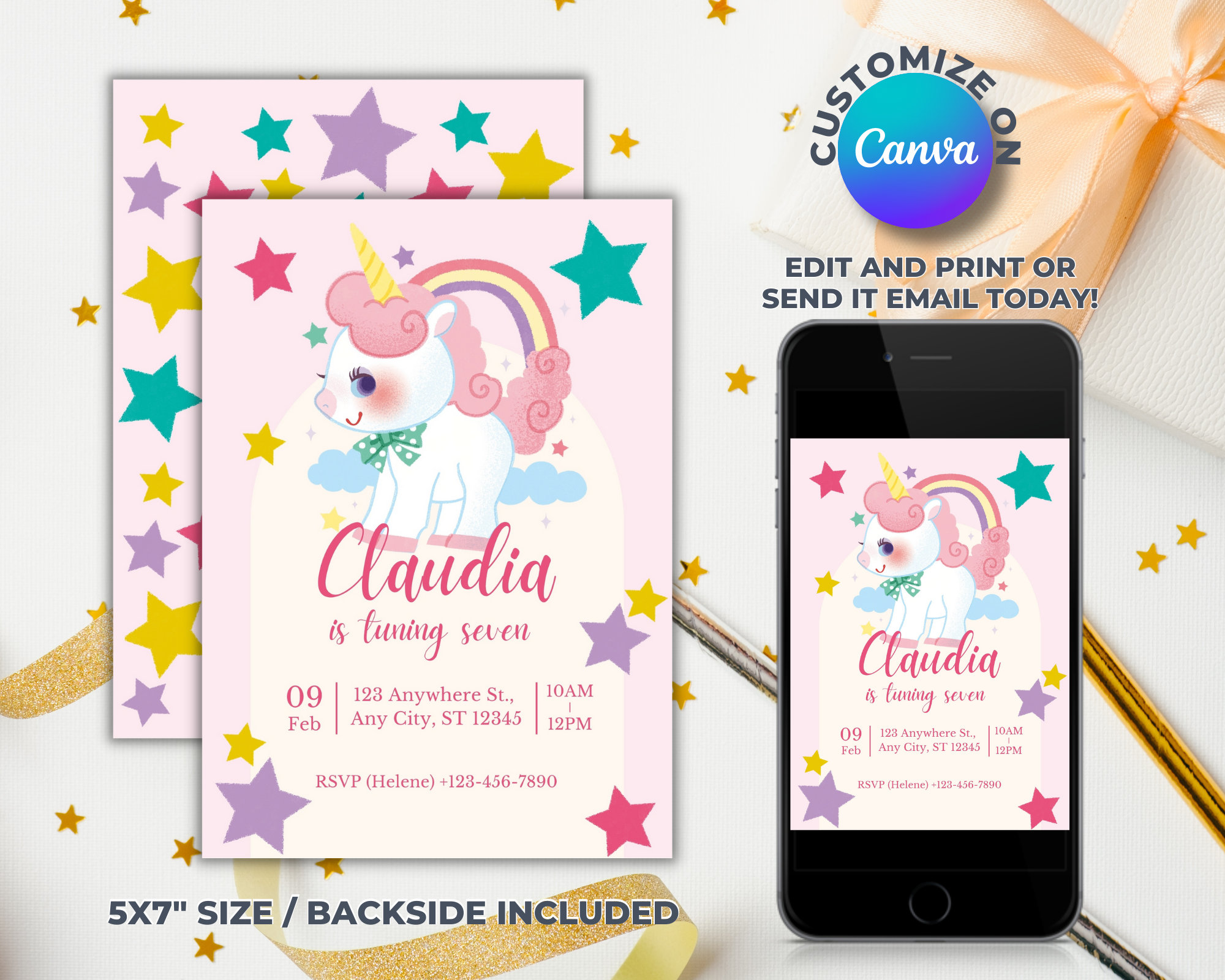 Printable & Digital Unicorn Birthday Party Invitation Card for Unicorn ...