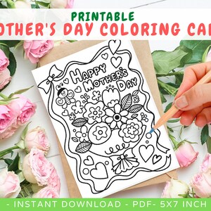 Colorazione Lavoretti per la festa della mamma da bambini Attività per la festa della mamma Regalo fai da te per la festa della mamma Biglietto da colorare per la festa della mamma