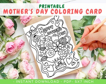 Coloring Happy Mother's Day Crafts from Kids Mothers Day Activity DIY Mother's Day Gift Mother's Day Coloring Card