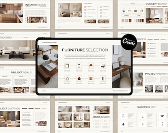 Interior Design Presentation Template, Interior Design Client Presentation, Canva Template Interior Designer, Interior Design Mood Board