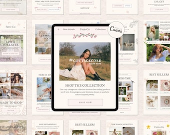 Email Marketing Templates, Canva Newsletter Template, Mailing List Design, Cottagecore Newsletter, Customizable Email Templates, Mailchimp