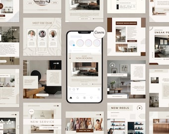 Interior Design Instagram Templates, Instagram Templates For Interior Designers, Minimal Canva Social Media Templates for Interior Designers