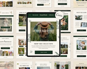 Email Marketing Templates, Canva Newsletter Template, Mailing List Design, Cottagecore Newsletter, Customizable Email Templates, Mailchimp