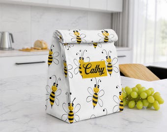 Bolsa para el almuerzo con diseño de abeja - Bolsa térmica para el almuerzo con un bonito diseño de abeja - Bolsa reutilizable para el almuerzo - Regalo para amantes de las abejas y apicultores - Imprescindible para la playa