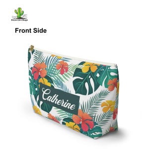 Personalisierte tropische Blumenkosmetiktasche - T-Bottom Zubehör Tasche - Kabel & Ladegeräte Organizer - Federmäppchen - 2 Größen Bild 8