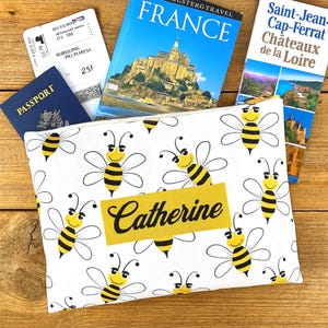 Bumble Bee Cosmetic Bag - Custom Zipper Pouch - Pencil Case - Bee Gifts - Makeup Bag - Travel Accessories - 2 Sizes - Small and Large