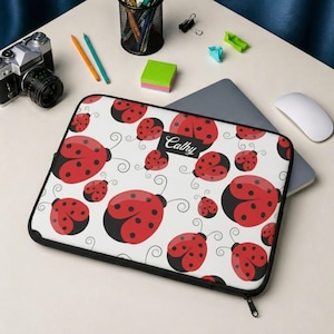 Personalized Ladybug Laptop Sleeve - Lightweight Laptop Protector - Macbook iPad Cover - Ladybug Lover Gift - Computer Case - Ladybug Bag
