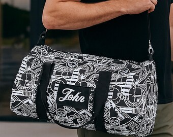 Personalized Geometric Duffel Bag – Unisex Gym, Travel & Weekender Bag - Lightweight Polyester Sports Tote