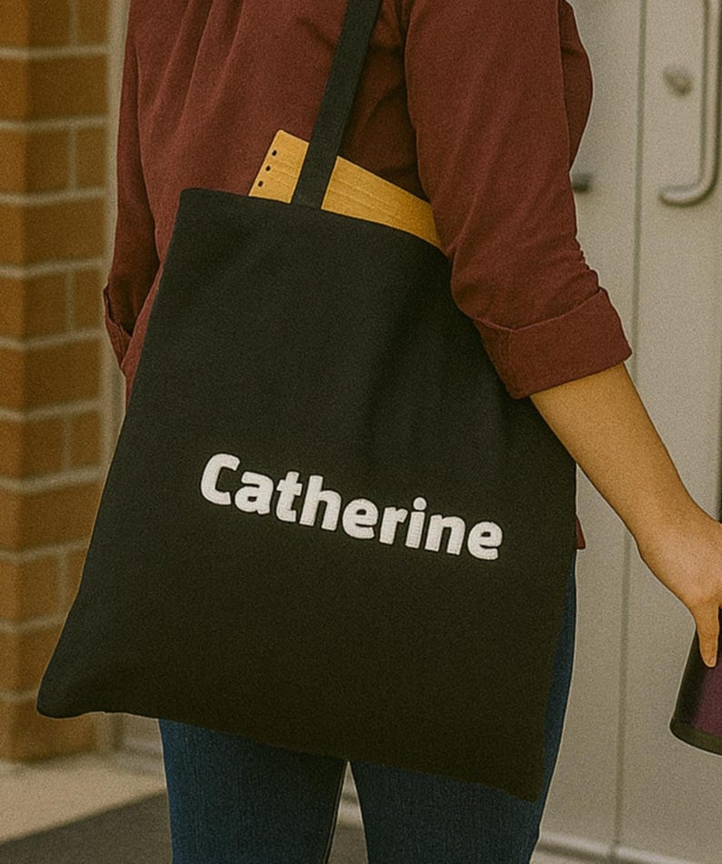 Personalized Versatile Black Tote Bag - Eco-friendly Polyester Bag - Durable Reusable Shopping Carryall - Custom Shoulder Bag - Grocery Bag image 1