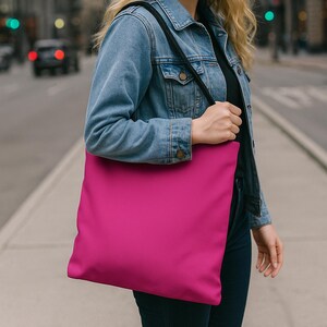 Personalized Cute Pink Tote - Eco-friendly Polyester Bag - Durable Reusable Shopping Carryall - Custom Book Bag - Grocery Bag - Work Tote image 3