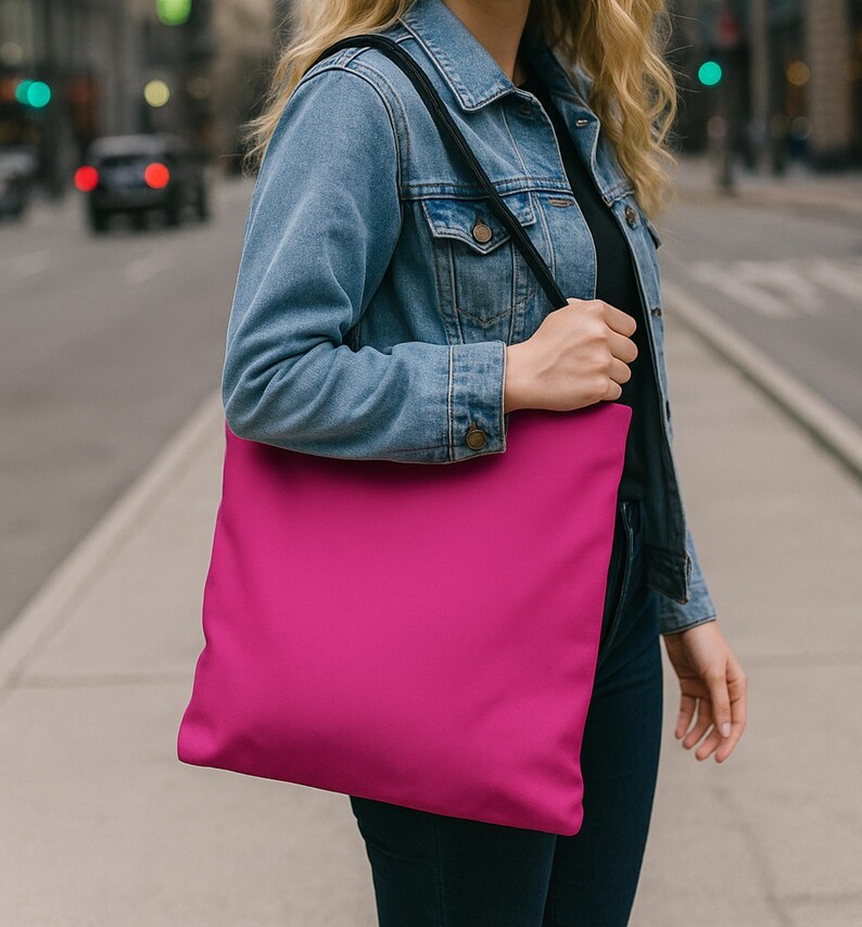 Personalized Cute Pink Tote - Eco-friendly Polyester Bag - Durable Reusable Shopping Carryall - Custom Book Bag - Grocery Bag - Work Tote image 3