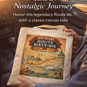 Vintage Route 66 Centennial Tote - 100 Year Anniversary Retro Mother Road Map Bag image 13