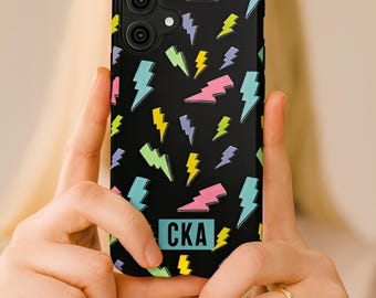 Funda rígida personalizada con diseño de rayo para iPhone 17, 16, 15 y 14, Samsung Galaxy S25 y Google Pixel 9.