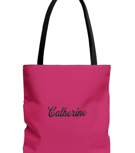 Personalized Cute Pink Tote Bag - Available in 3 Sizes - No Interior Pockets - Boxed Corners for Space