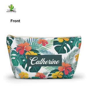 Personalisierte tropische Blumenkosmetiktasche - T-Bottom Zubehör Tasche - Kabel & Ladegeräte Organizer - Federmäppchen - 2 Größen Bild 7