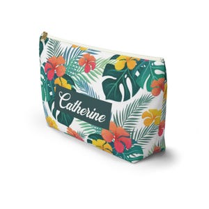 Personalisierte tropische Blumenkosmetiktasche - T-Bottom Zubehör Tasche - Kabel & Ladegeräte Organizer - Federmäppchen - 2 Größen Bild 2