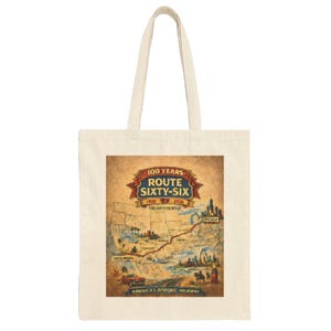Vintage Route 66 Centennial Tote - 100 Year Anniversary Retro Mother Road Map Bag image 2
