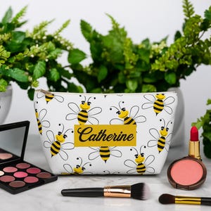 Honey Bee Makeup Bag - Personalized Makeup Bag - Bee Gift - Cute Makeup Bag - Bee Lover - 2 Sizes - Small and Large - Bee Keeper