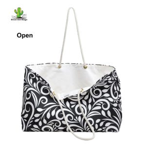 Personalized Monochrome Weekender Tote - Rope Handles - T Bottom - 24 inches x 13 inches - Oversized Tote Bag for Women immagine 9
