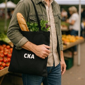 Personalized Versatile Black Tote Bag - Eco-friendly Polyester Bag - Durable Reusable Shopping Carryall - Custom Shoulder Bag - Grocery Bag image 11