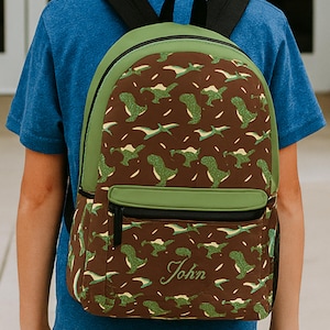 Personalized Dinosaur Backpack for Kids and Toddlers – Cute Custom Name Dino Bag for School, Travel, Preschool – Durable & Waterproof