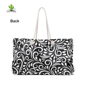 Personalized Monochrome Weekender Tote - Rope Handles - T Bottom - 24 inches x 13 inches - Oversized Tote Bag for Women immagine 10