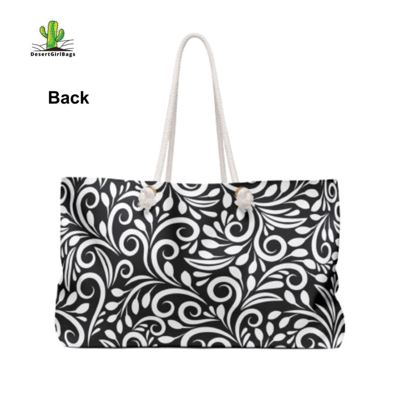 Personalized Monochrome Weekender Tote - Rope Handles - T Bottom - 24 inches x 13 inches - Oversized Tote Bag for Women immagine 10