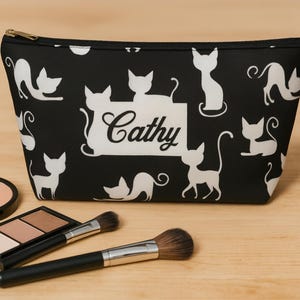 Sassy Cat Makeup Bag - Personalized Makeup Bag - Pencil Case - Cat Lover Gift - Travel Jewelry Case - Cat Bag - Cat Themed Gifts
