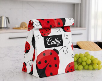 Borsa per il pranzo a forma di coccinella - Borsa termica isolante per il pranzo - Borsa per il pranzo carina - Borsa per il pranzo riutilizzabile - Regalo per gli amanti delle coccinelle - Borsa per il pranzo per bambini - Regalo per gli amanti del giardinaggio
