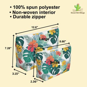Personalisierte tropische Blumenkosmetiktasche - T-Bottom Zubehör Tasche - Kabel & Ladegeräte Organizer - Federmäppchen - 2 Größen Bild 5