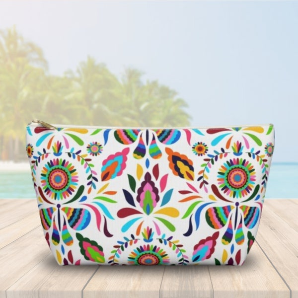 Colorful Mexican Clutch / Mexican Cosmetic Bag / Zippered Pouch / Jewelry Pouch / Birthday Gift Female / Polyester Bag / Small and Large