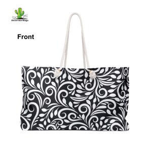 Personalized Monochrome Weekender Tote - Rope Handles - T Bottom - 24 inches x 13 inches - Oversized Tote Bag for Women immagine 6