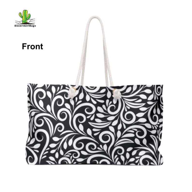 Personalized Monochrome Weekender Tote - Rope Handles - T Bottom - 24 inches x 13 inches - Oversized Tote Bag for Women immagine 6