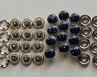 Western urea pearl snap, navy with white specs-size 16(3/8" diameter)1 dozen per package.  made in the usa.