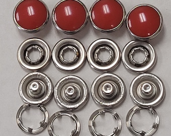 1ダース - レッドボタン風ポリパールスナップファスナー - 4パーツ