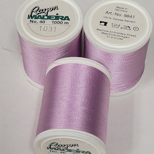 Madeira Embroidery thread, #40 Rayon.  1100 yd spool.  #1031 LILAC