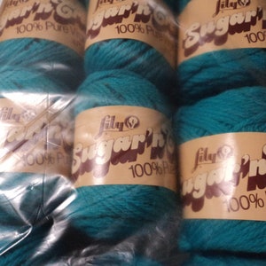 lily sugar &#39;n cream wool yard-turquoise-4 ply-100% virgin wool fashion yarn-2 ounce ball