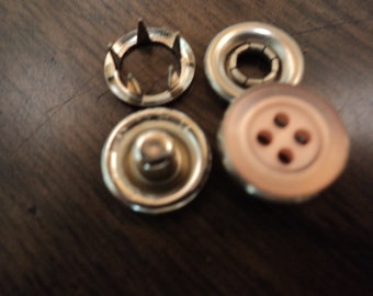 PINK button look poly pearl snap fastener-4 part snap-size 18 7/16" diameter.  1 dozen-made in the USA