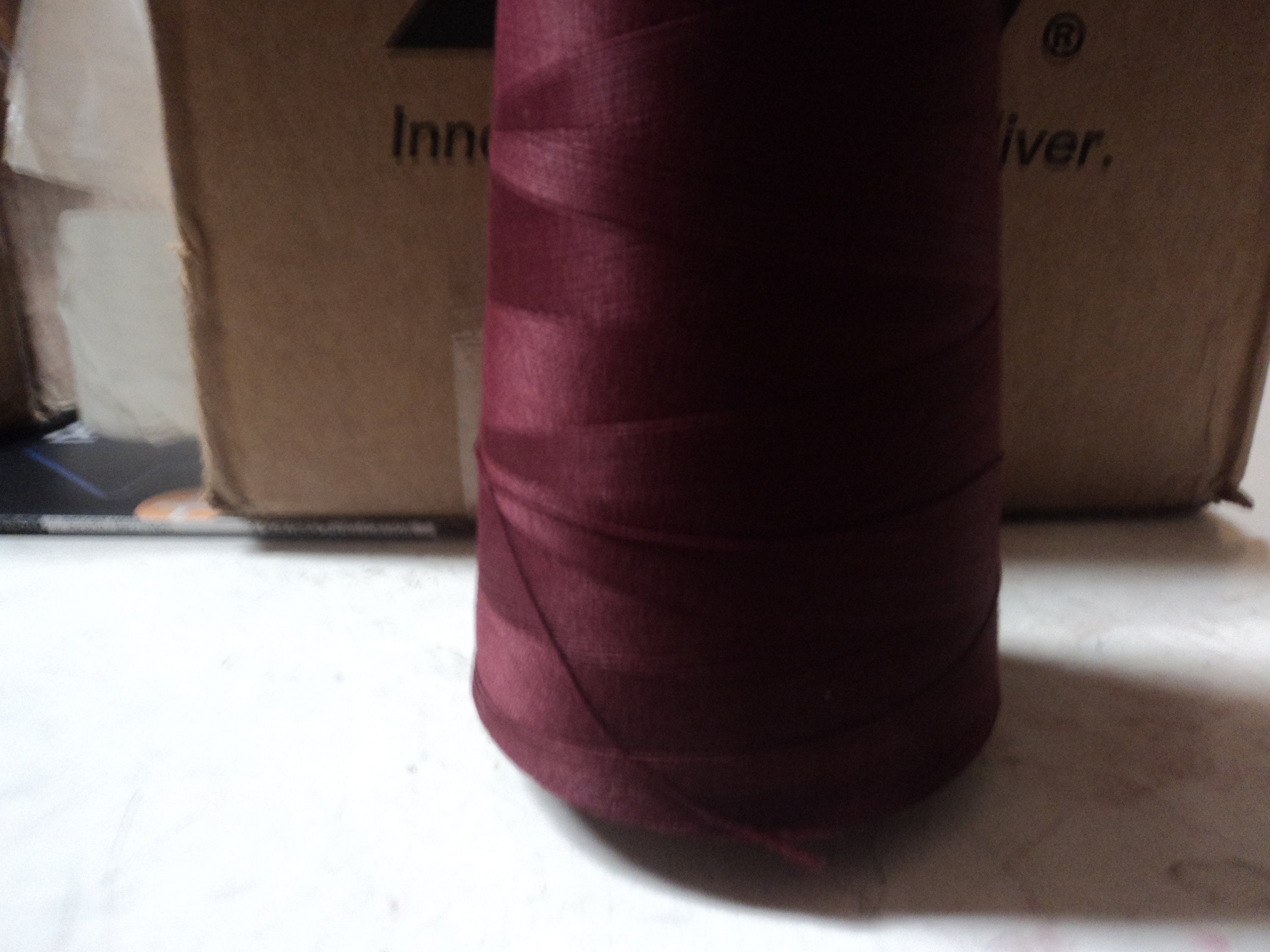 100% cotton thread, wine, 6000 yd cone, T-40 made in usa by threads usa.