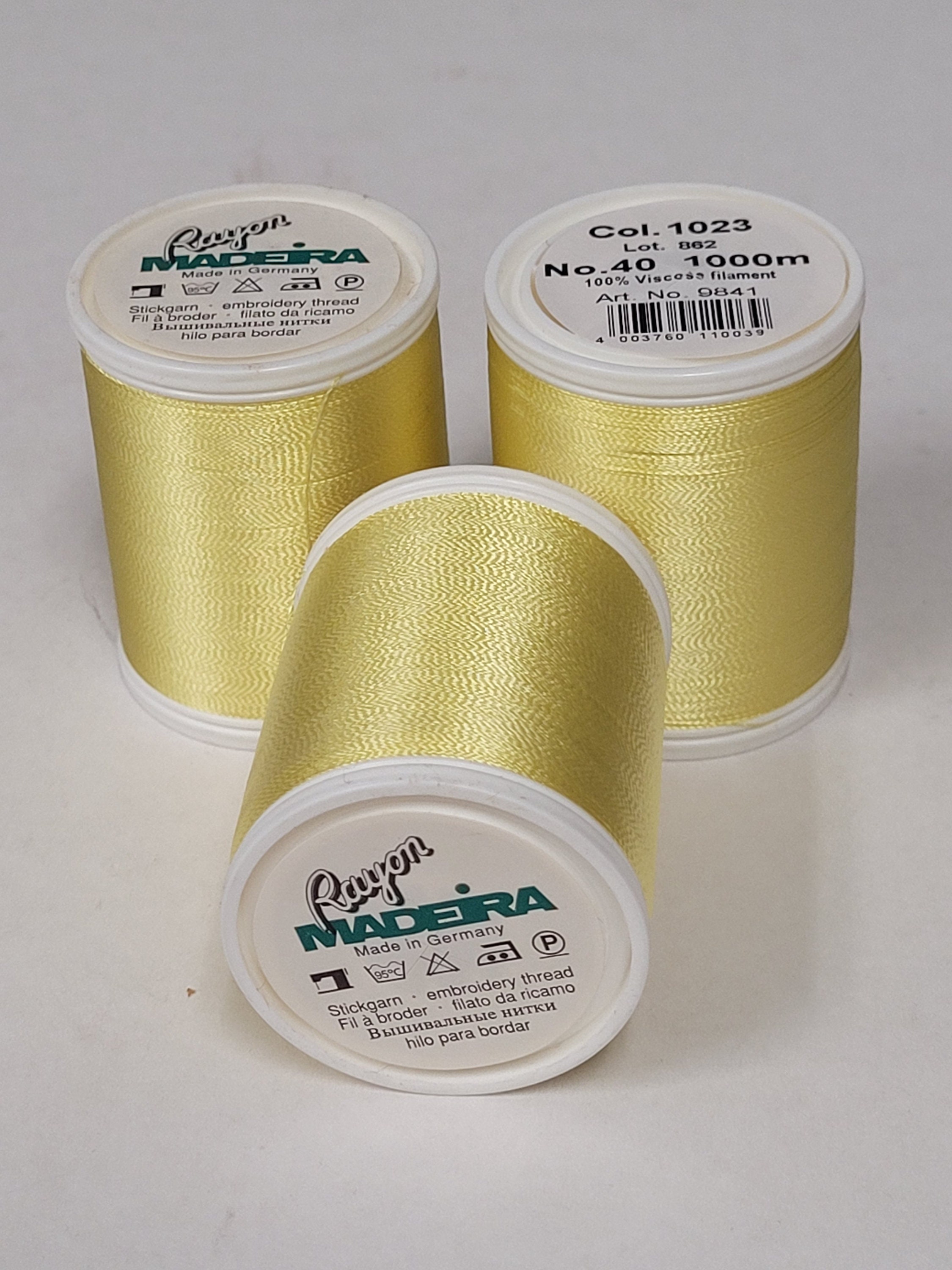 Madeira Embroidery Thread, #40 Rayon. 1100 Yd Spool. #1023 Lemon