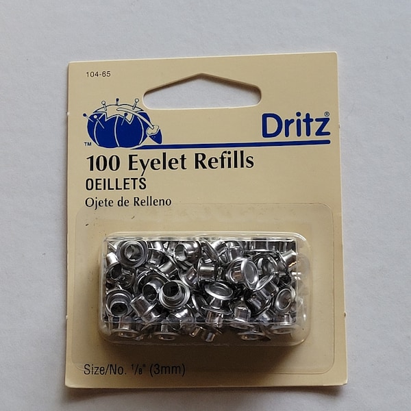 Dritz® nickel eyelet refills, 1/8"(3mm), 100 per package, made in usa