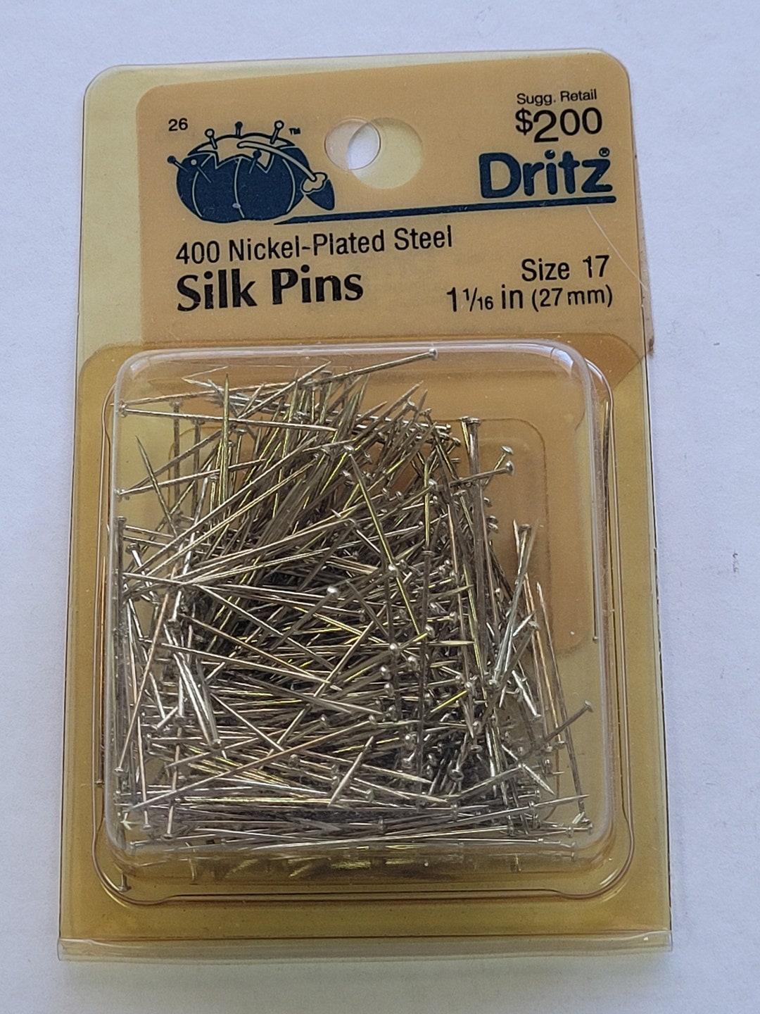 Dritz Silk Straight Pins, Size 17, 11/8 27mm400 Pins per Package