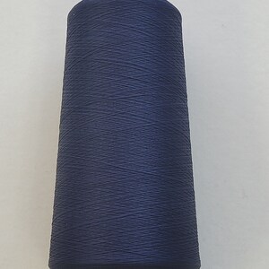 May include: A spool of dark blue thread.