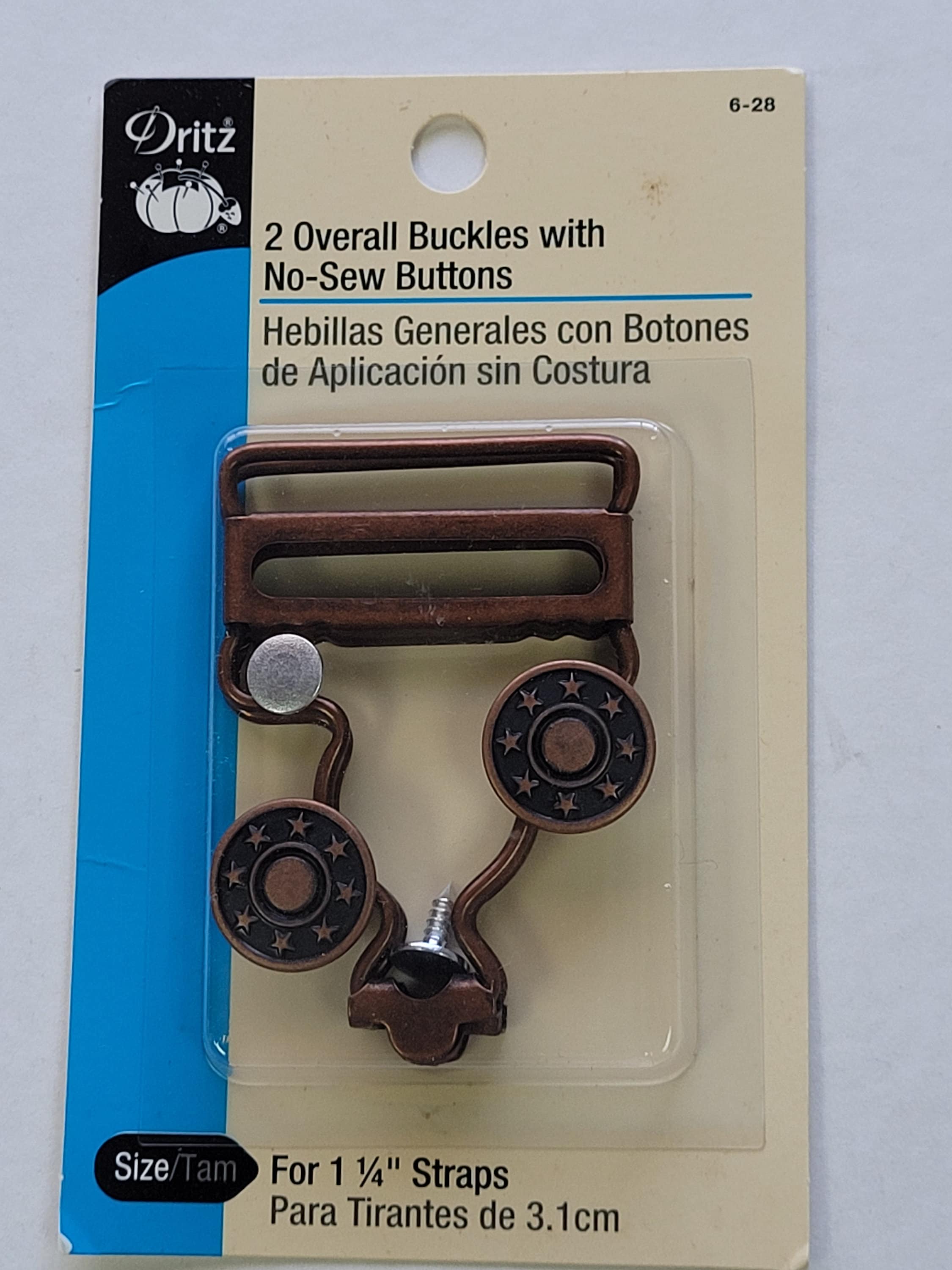 Excellent quality Dritz 1-3/4 Overall Buckles With No-Sew Buttons